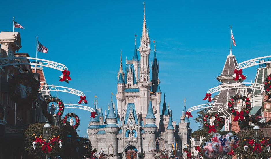 Cinderella Castle decorated at Christmas