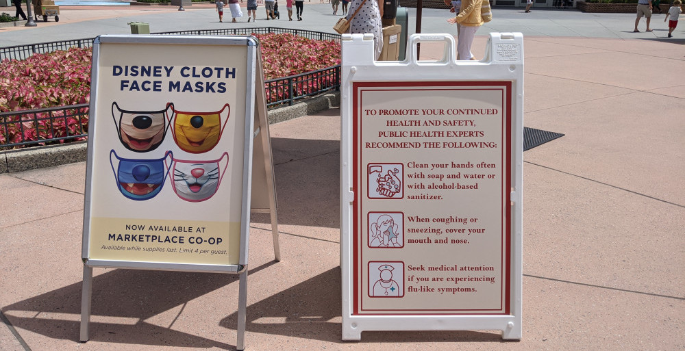 Social Distancing signage at Disney Springs