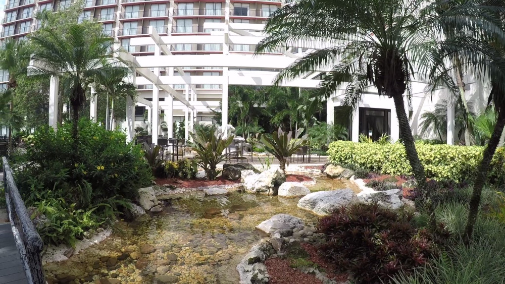 water feature on hotel grounds