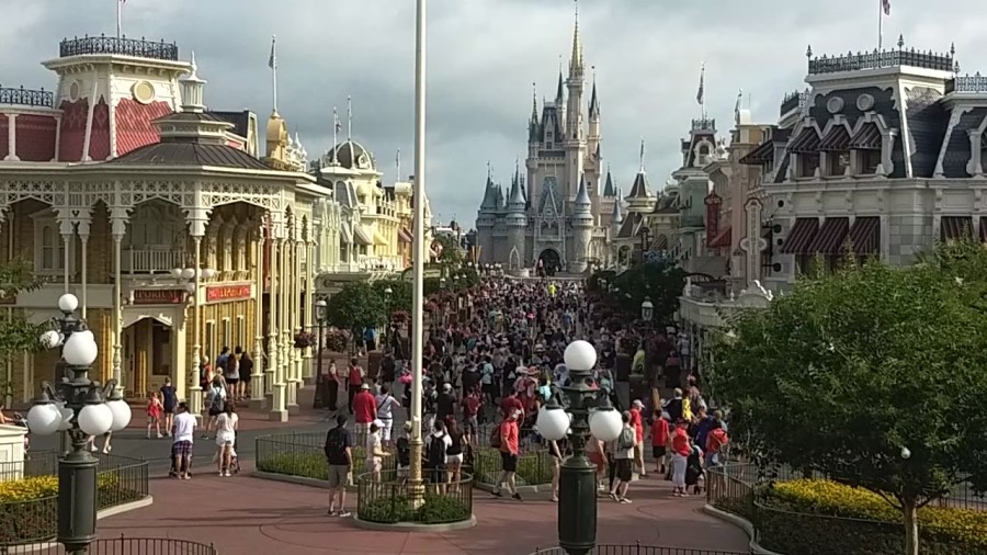 crowds on main street usa