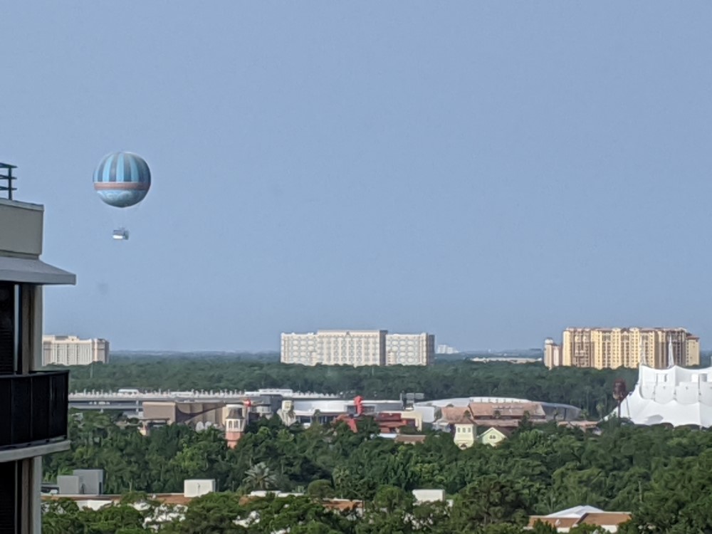 view of disney springs from off property hotel