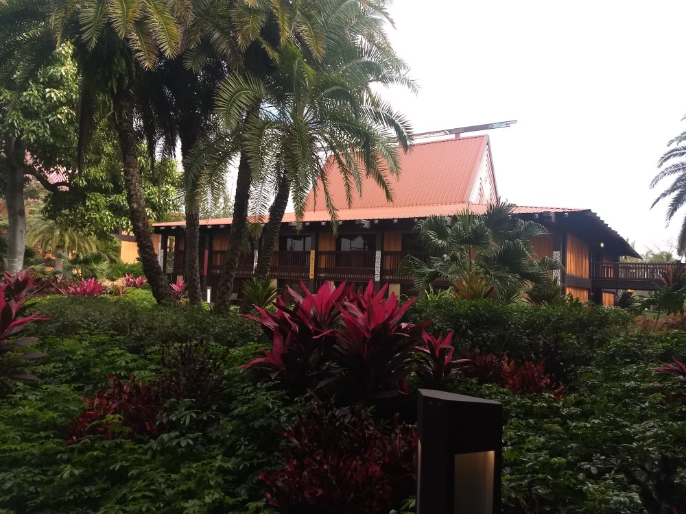 exterior view of the polynesian  resort on disney property