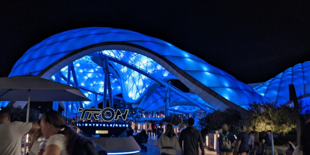 Tron Coaster at night