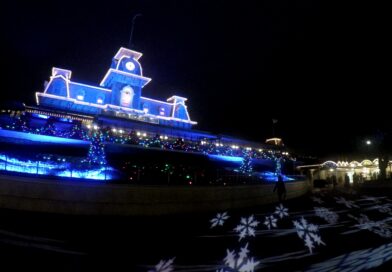 Entrance decor for Mickey's Very Merry Christmas Party