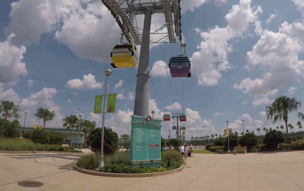 Skyliner gondolas above the Hollywood Studios bus stop
